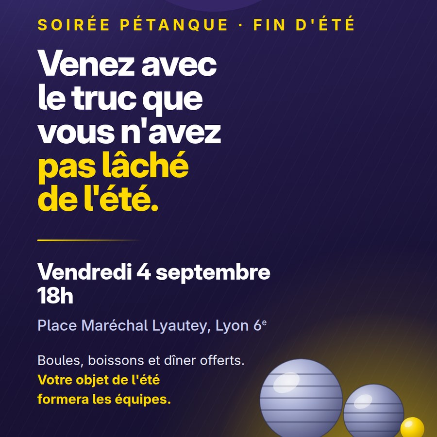 Affiche « Venez avec le truc » de la soirée pétanque Workpulse