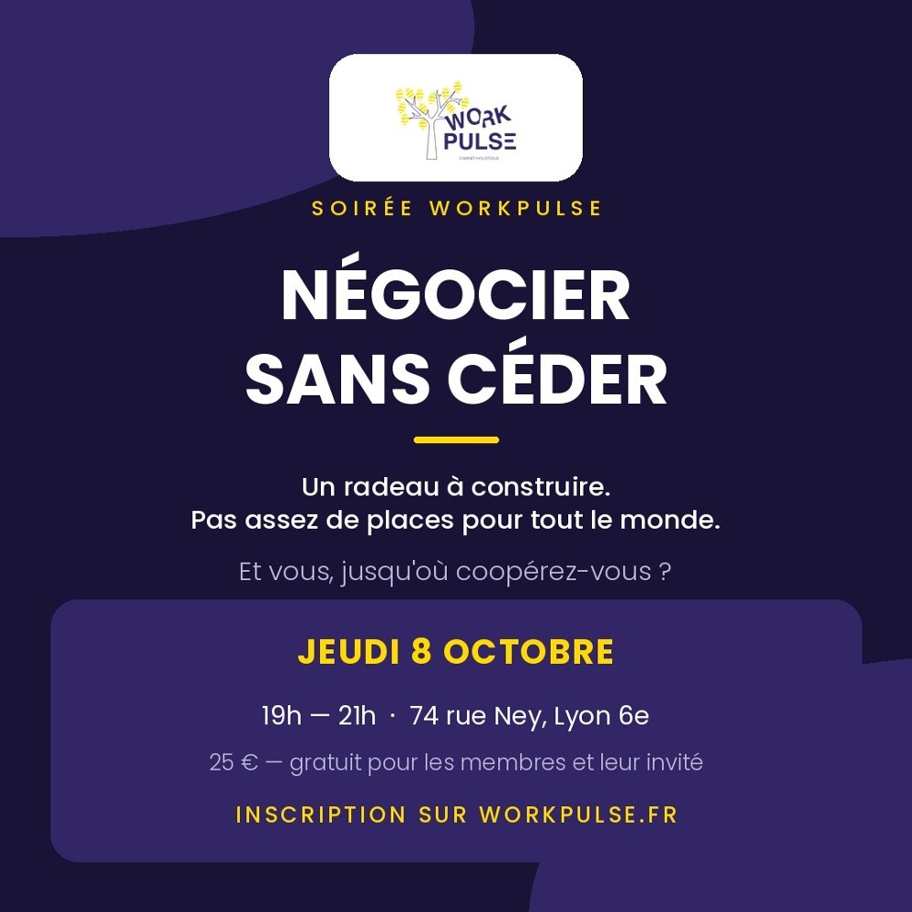 Affiche de la soirée « Négocier sans céder »